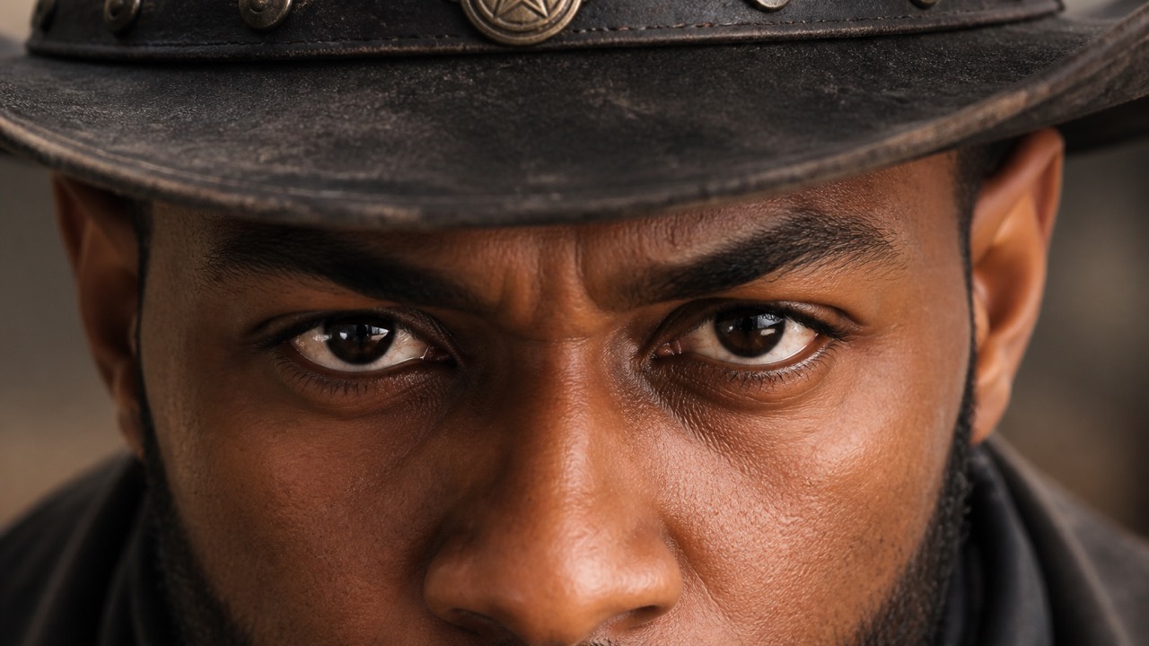 Close-up of the gunslinger used as the reference face