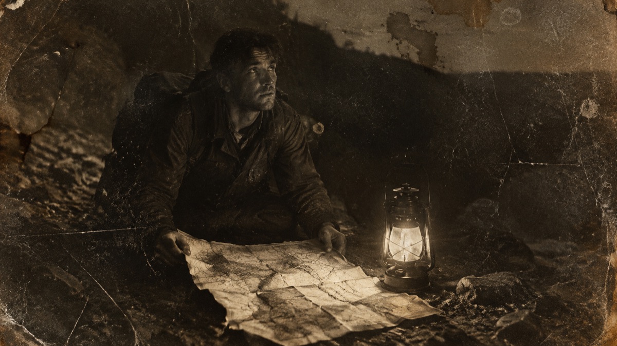 The scene as an aged archive photograph